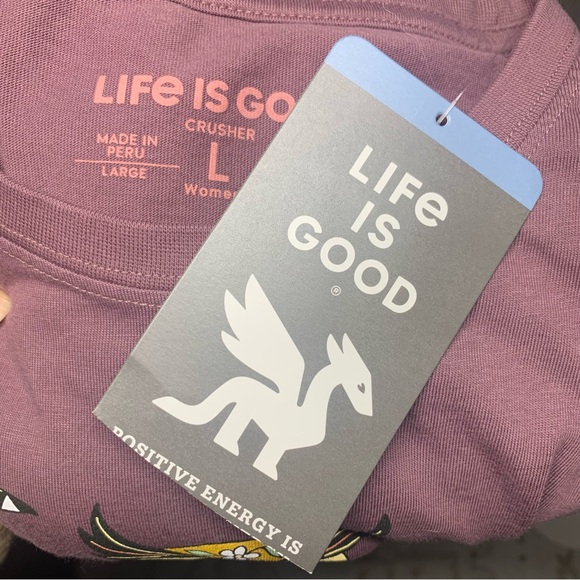 NWT Life Is Good Purple Women's Owl Tee size Large - Picture 6 of 9